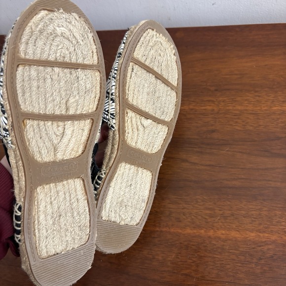 Coach Women's Black & White Rayanne Textile Slingback Espadrille Flats Size 8B - Picture 5 of 6